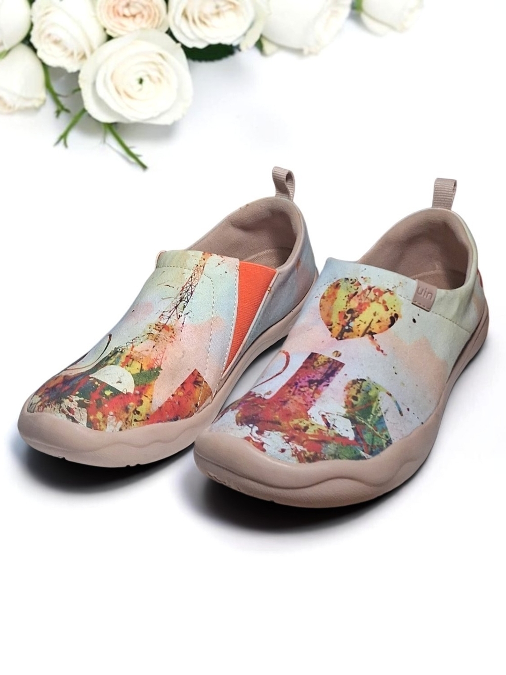 UIN Women's Toledo Eiffel For You Painted Canvas Loafers US Size 7